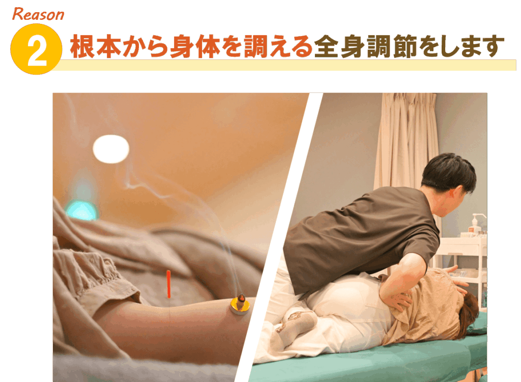 理由２根本から体を整える全身調整